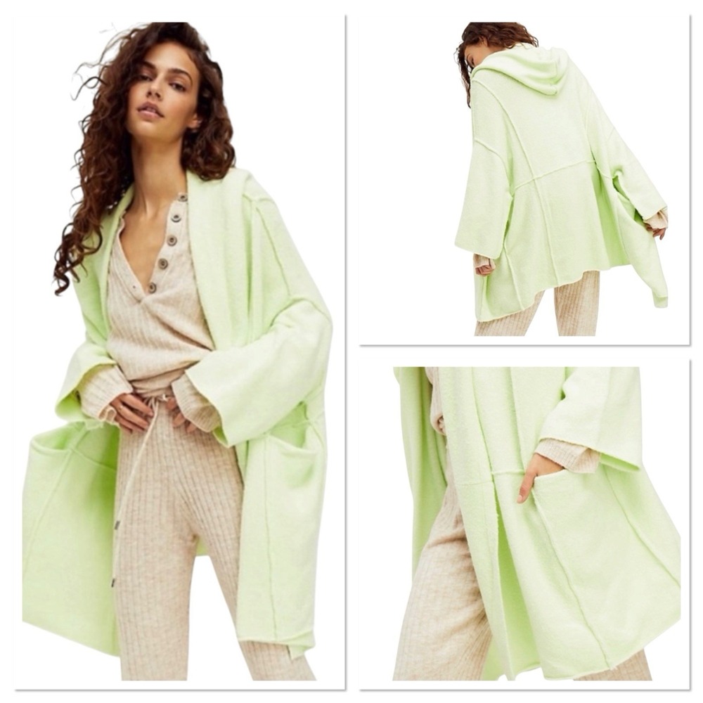 Free People Oversized Open Knit Cardigan Sweater Mint Green Size M/L‎  OB1039497